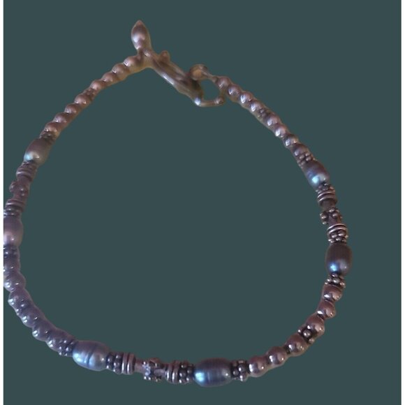 Mauve 15" Gray bracelet Silver Boho Toggle Closure goth punk bohemian - Picture 5 of 6